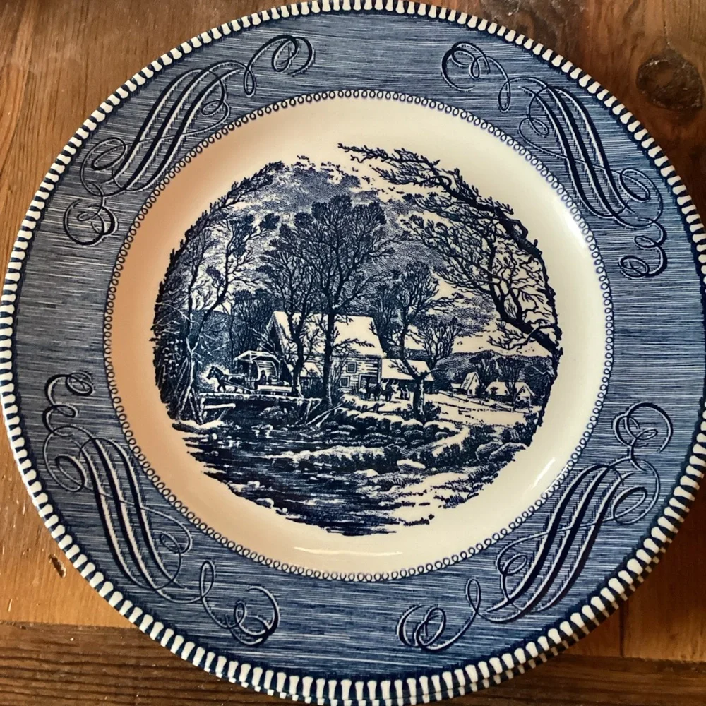 Royal Currier and Ives - The Old Grist Mill plates - Vintage set of four